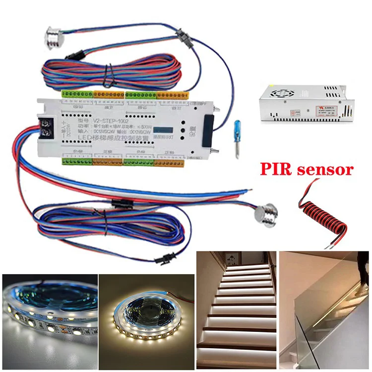 Stair Led Motion Sensor Light Strip 32 Channel Dimming Light Indoor Motion Night Light 12v/24v Flexible Led Strip Light for Stai