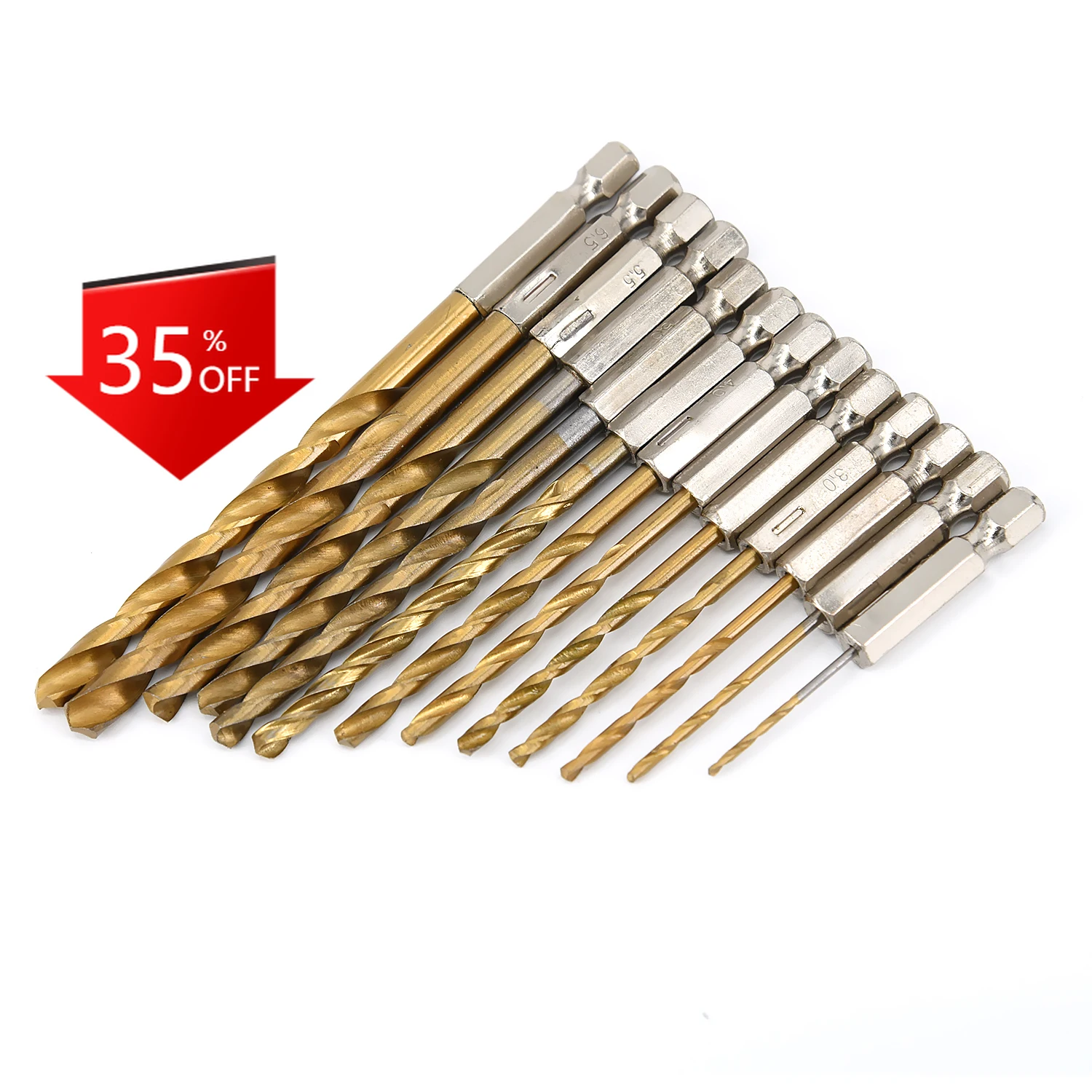 13 Pcs Drill Bit Set Titanium Coated High Speed Steel Twist Drill Bit W/ Hex Shank For Electric Drill Accessories