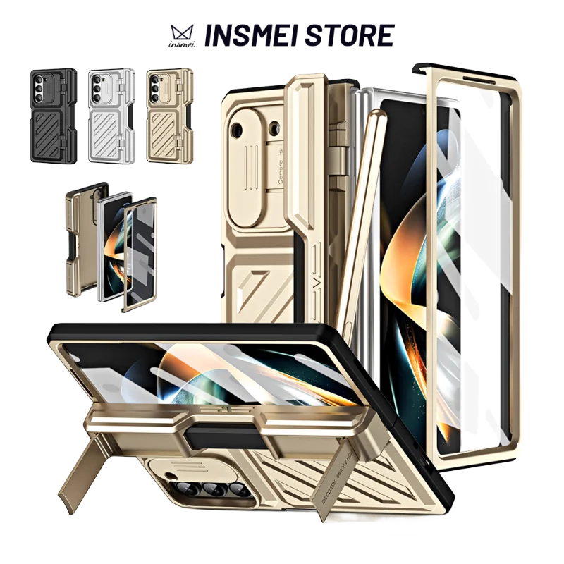 

For Samsung Galaxy Z Fold5 Fold4 Fold 5 4 Case Hinge All-Inclusive Drop-Proof Cover, with [Stylus & Stands & CasesGlass Film]