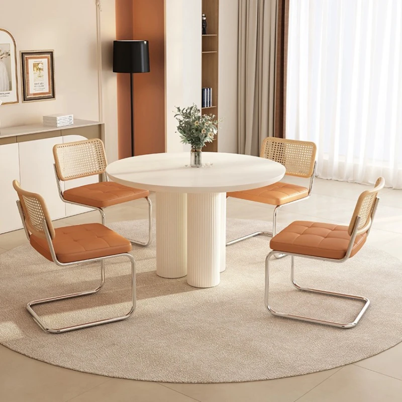 

Современный роскошный обеденный стол в скандинавском стиле из массива дерева круглый стол для дома дизайнерский маленький круглый кремовый японский обеденный стол