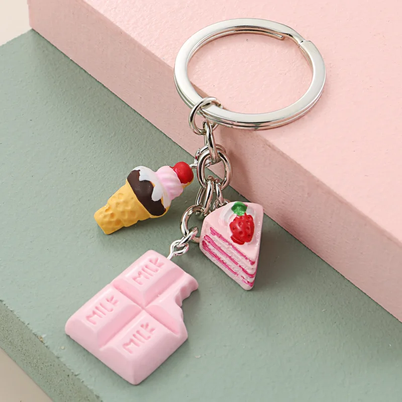 

Chocolate Ice Cream KeyChain CAKE KeyRing Unique Women Man Charm Pendant Accessories Jewelry Bestie Sister Gift