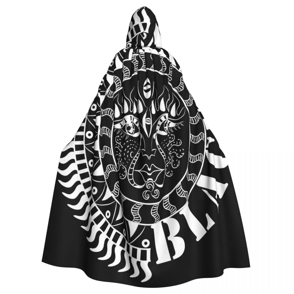 

Unisex Witch Party Reversible Hooded Adult Vampires Cape Cloak Divine Maya Face Boho Style