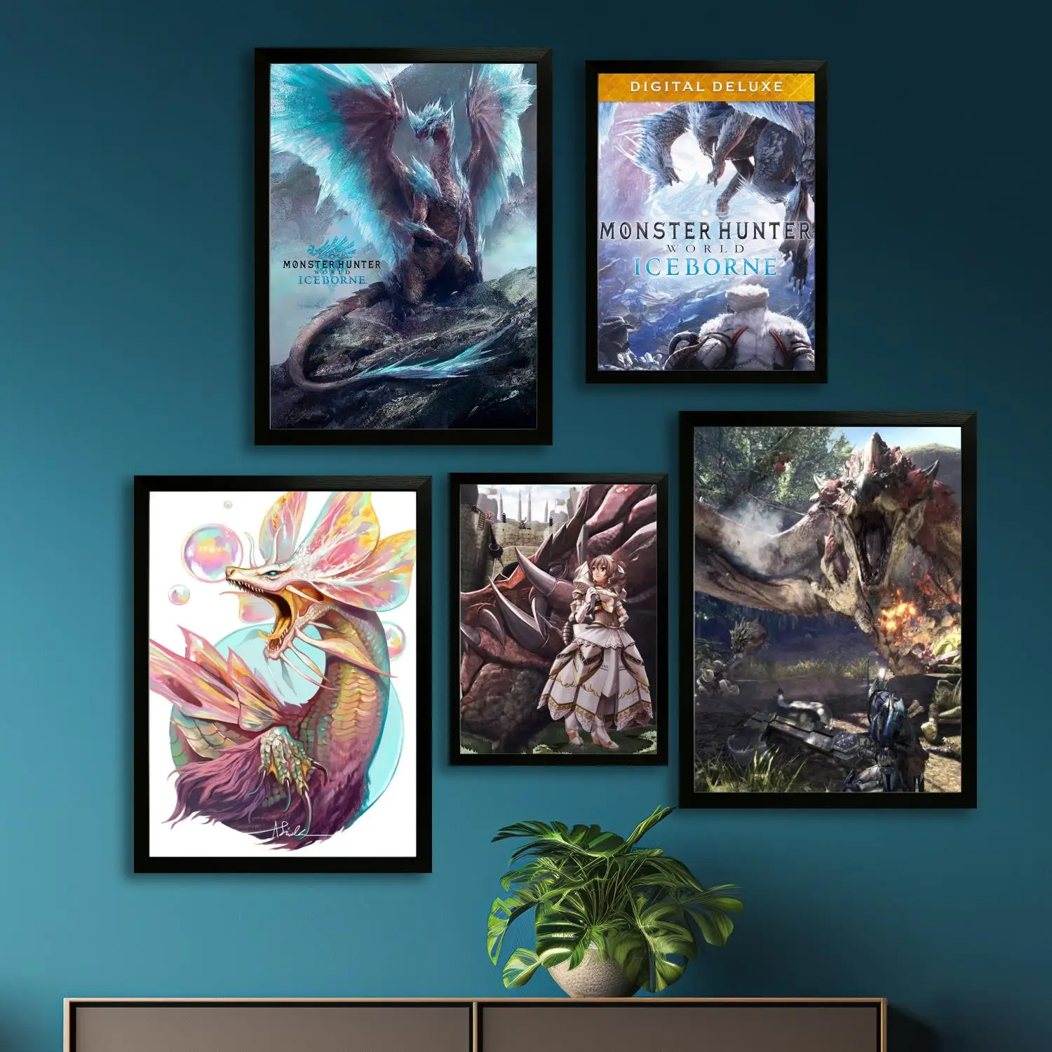 Художественный постер на холсте с изображением игры Monster Hunter настенная