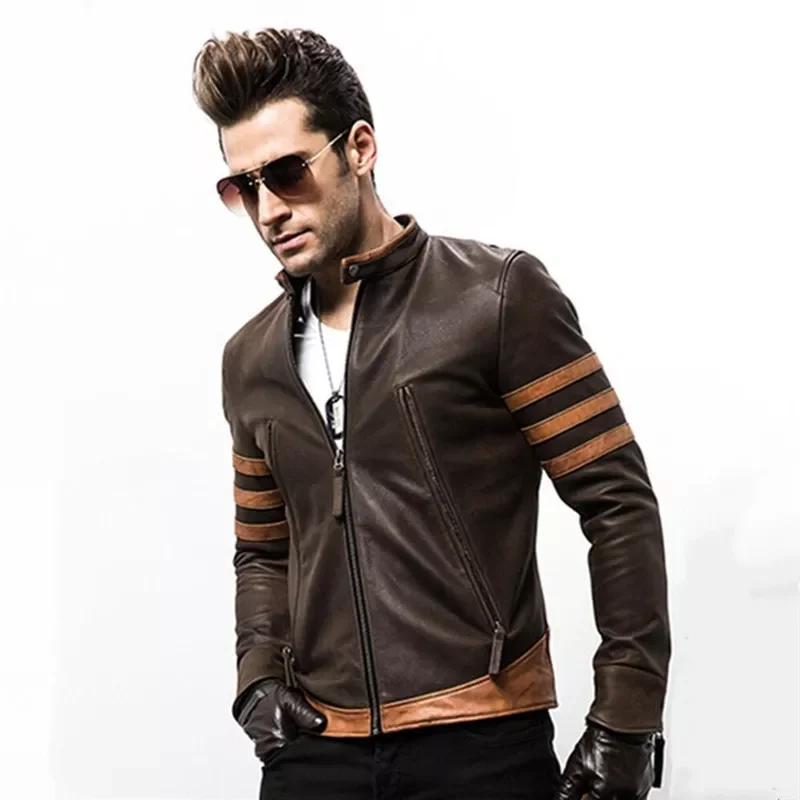 

NEW IN brand men's zipper leather jacket casual PU leather locomotive coat Logan bomber jacket slim coat size M-5XL