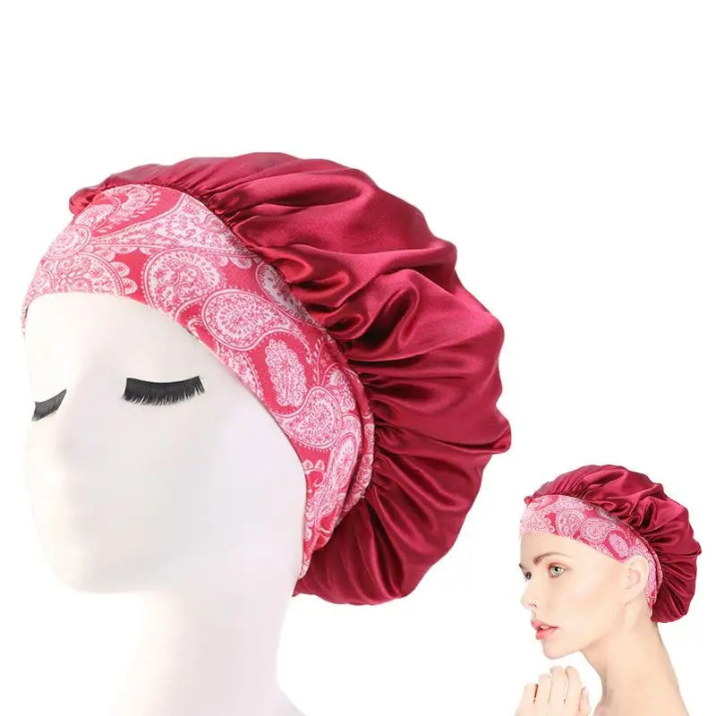 

Women Sleeping S Satin Stretch Bonnets Bathroom Shower Hair Wrap Sleep Hat For Daily Use And Beauty Salon Accessories