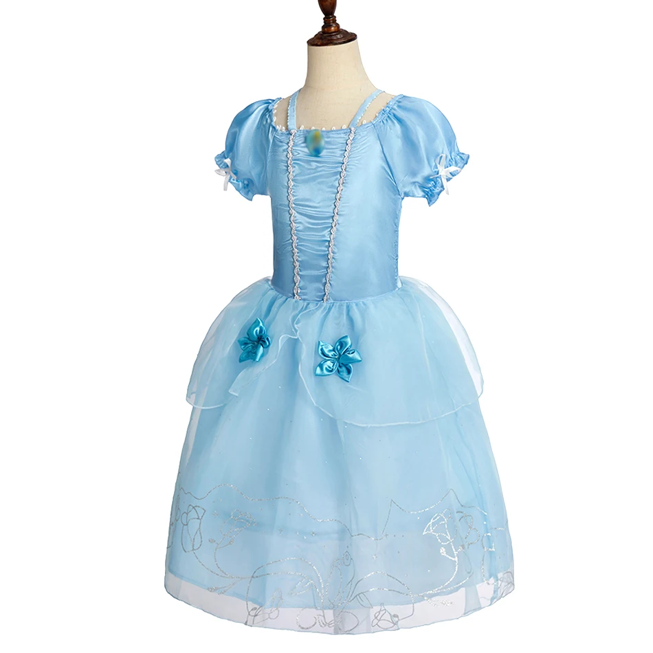 Little Girls Princess Dress Up Kids Summer Performance 2-8 Years Cosplay Dresses Children Cinderella Carnival Fancy