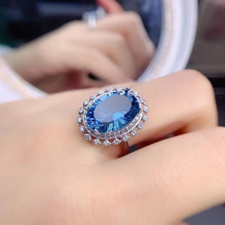

Solid 100% 925 Sterling Silver Blue Sapphire Ring Women Fine Wedding Bands Silver 925 Jewelry Origin Sapphire Wedding Ring Girls