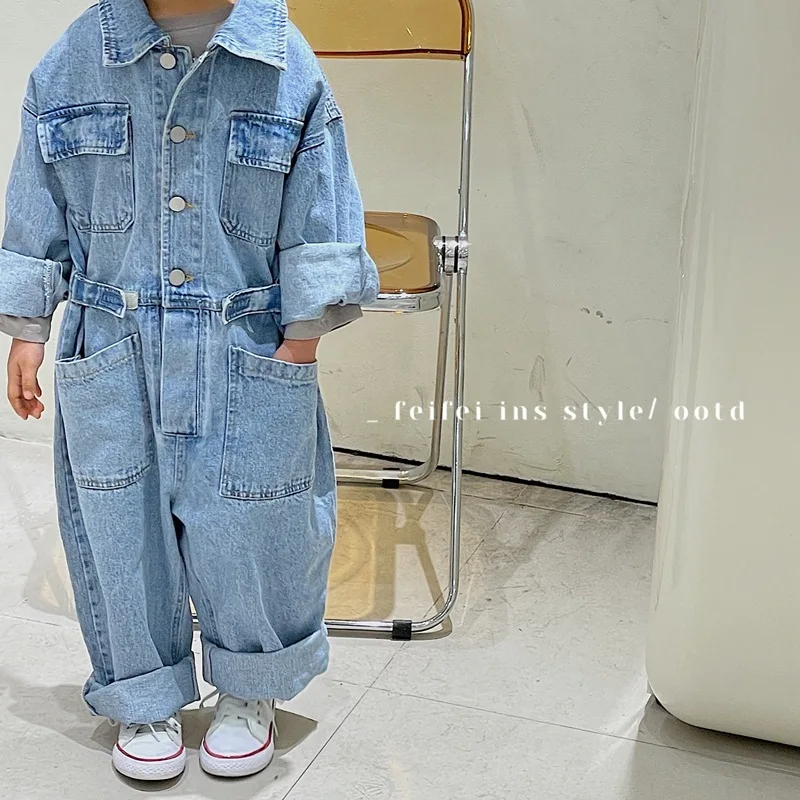 Детская одежда Новинка Весна 2020 детский джинсовый брючный комбинезон тонкий