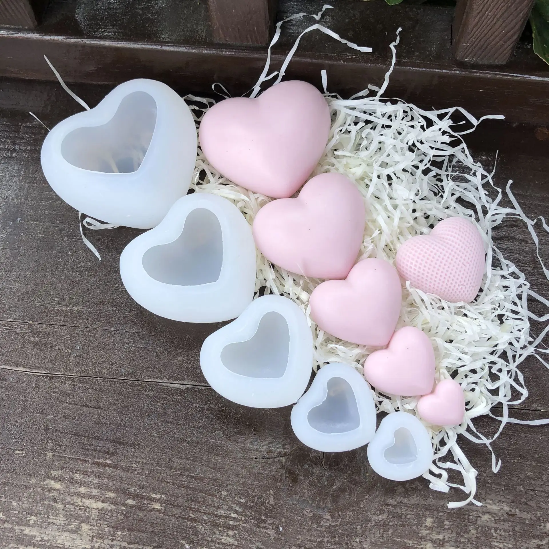 

love heart silicone mould for candle gypsum soap chocolate food M-268