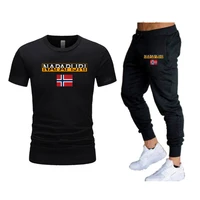 mens brand loog tracksuit 2 pieces sets men fitness sport suit short sleeve t shirttrousers mens casual sportswear suits