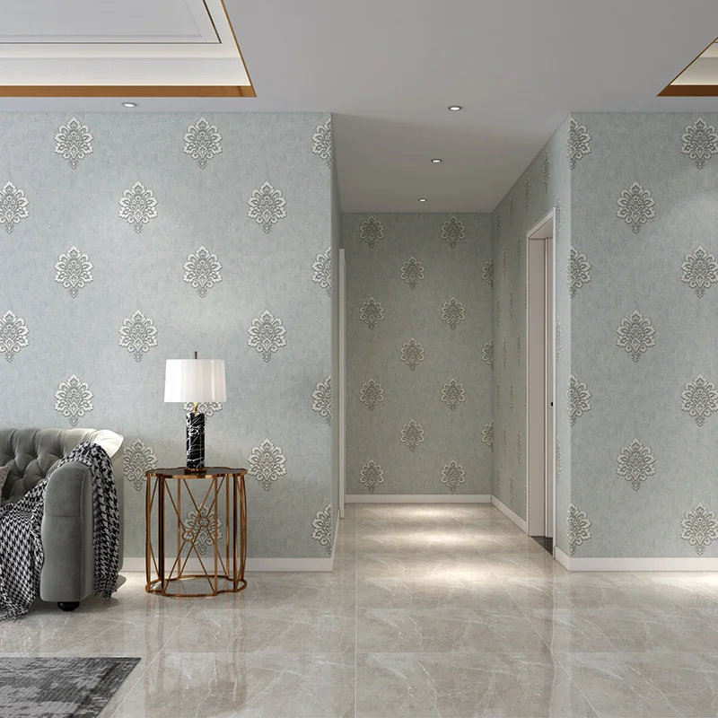 

Retro 3d three-dimensional warm bedroom living room background European Damascus non-woven wallpaper