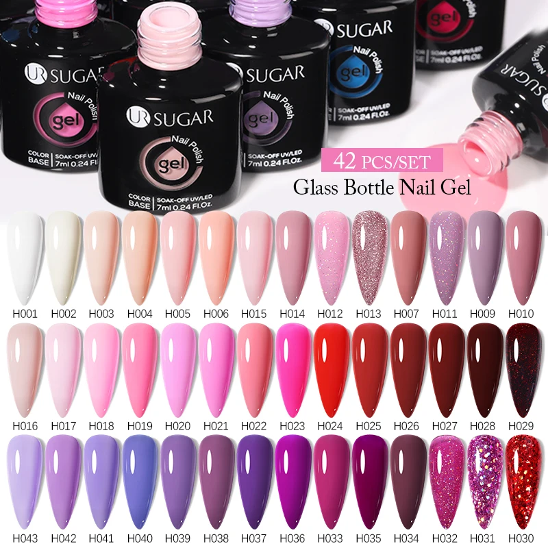 

UR SUGAR 42pcs Gel Nail Polish Set Soak Off Semi Permanent UV LED Nail Gel Varnish Kit Nail Art Design All For Manicure