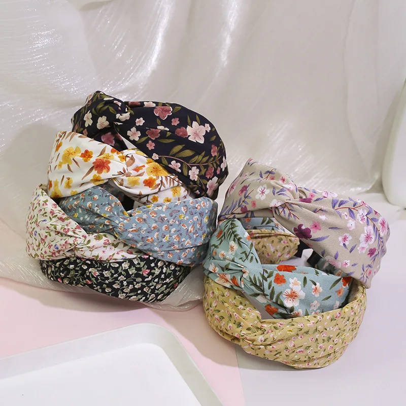 

Fashion Floral Hair Hoop Hair Bands For Women Girls Cross Knot Headbands Boho Hair Accessories Vintage Elegant Headwear