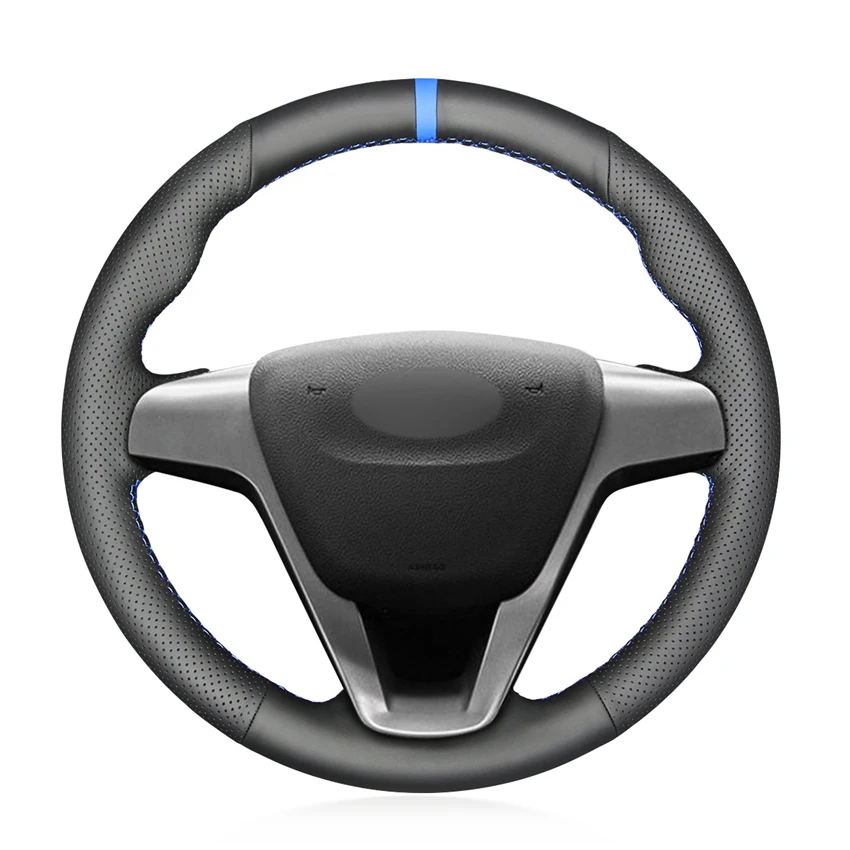 

Black Artificial Leather Blue Marker Soft Car Steering Wheel Cover for Lada Vesta 2015 2016 2017 2018 2019 2020 Xray 2015-2020