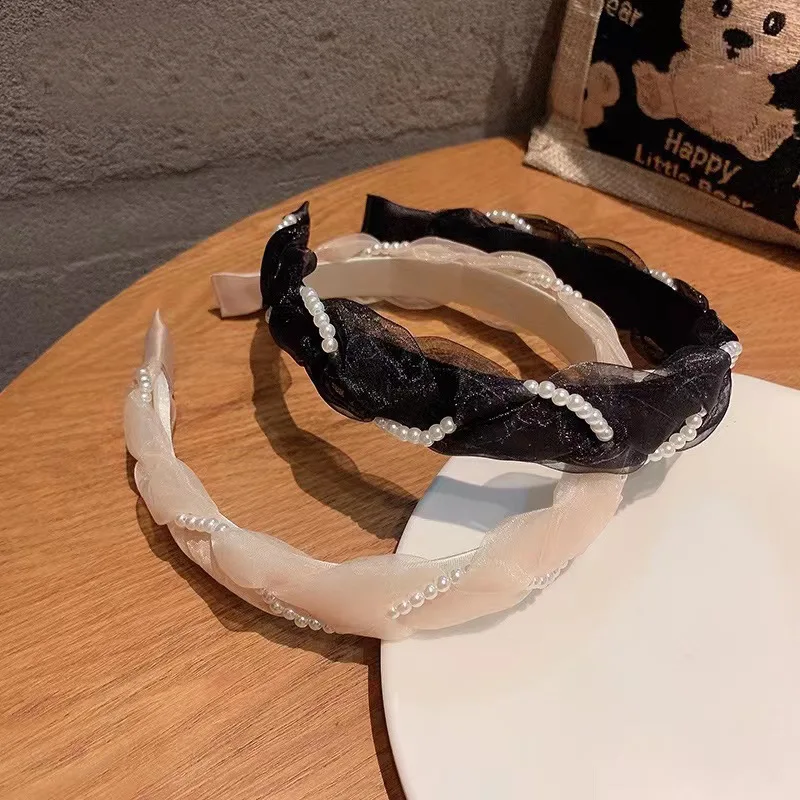 

Женская кружевная лента для волос с жемчугом