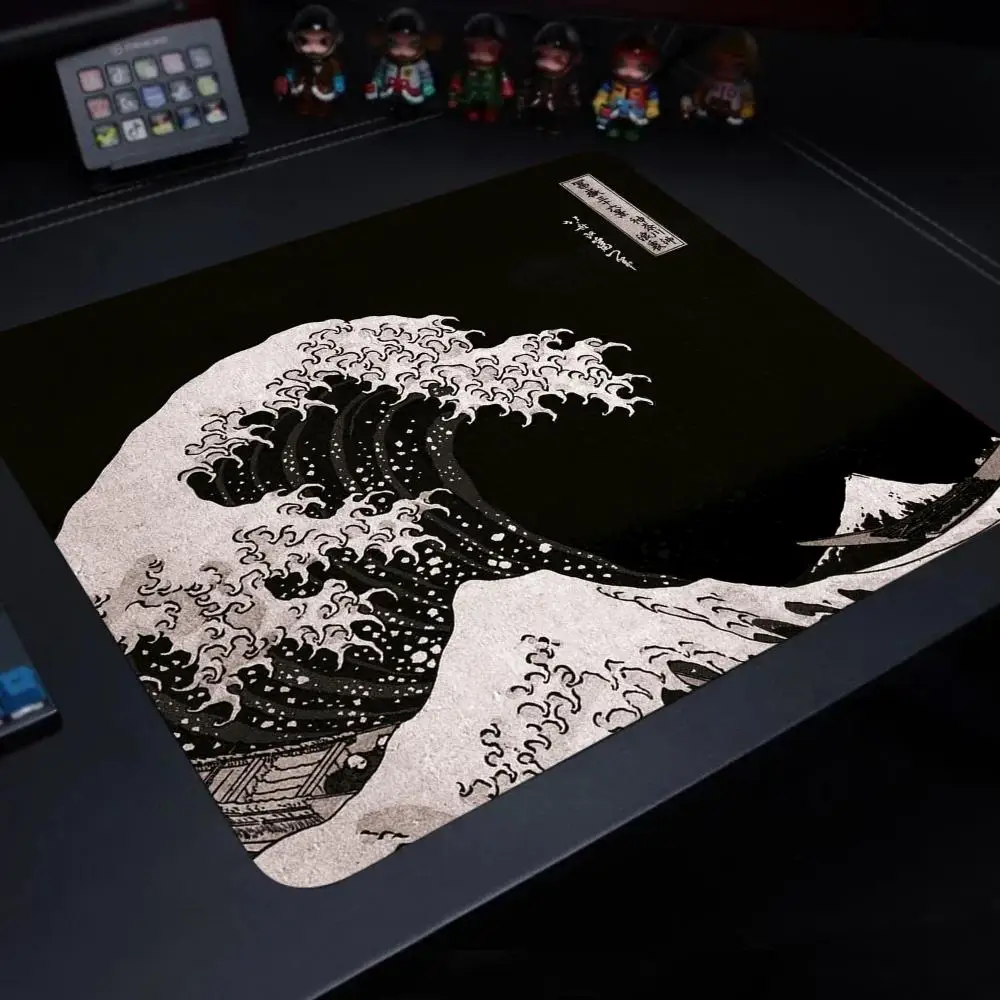 Фото Коврик для мыши Black Sea Wave, 450*400 мм, увеличенный игровой коврик для мыши, настольный коврик с прошитой противоскользящей резиновой основой для клавиатуры №3