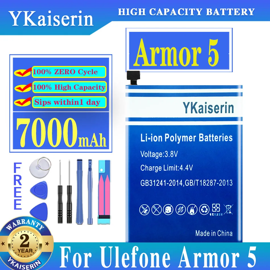

YKaiserin 7000mAh Phone Battery For Ulefone Armor 5 Armor5 Replacement Batteries Battery with Tools