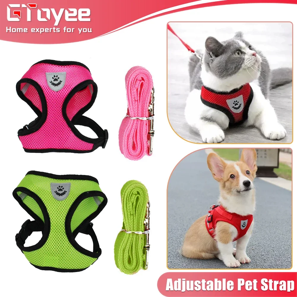 

Adjustable Pet Harness Vest Tank Top Traction Rope Walking Lead Leash for Puppy Dog Collar Mesh Harness for Small Medium Dog Cat