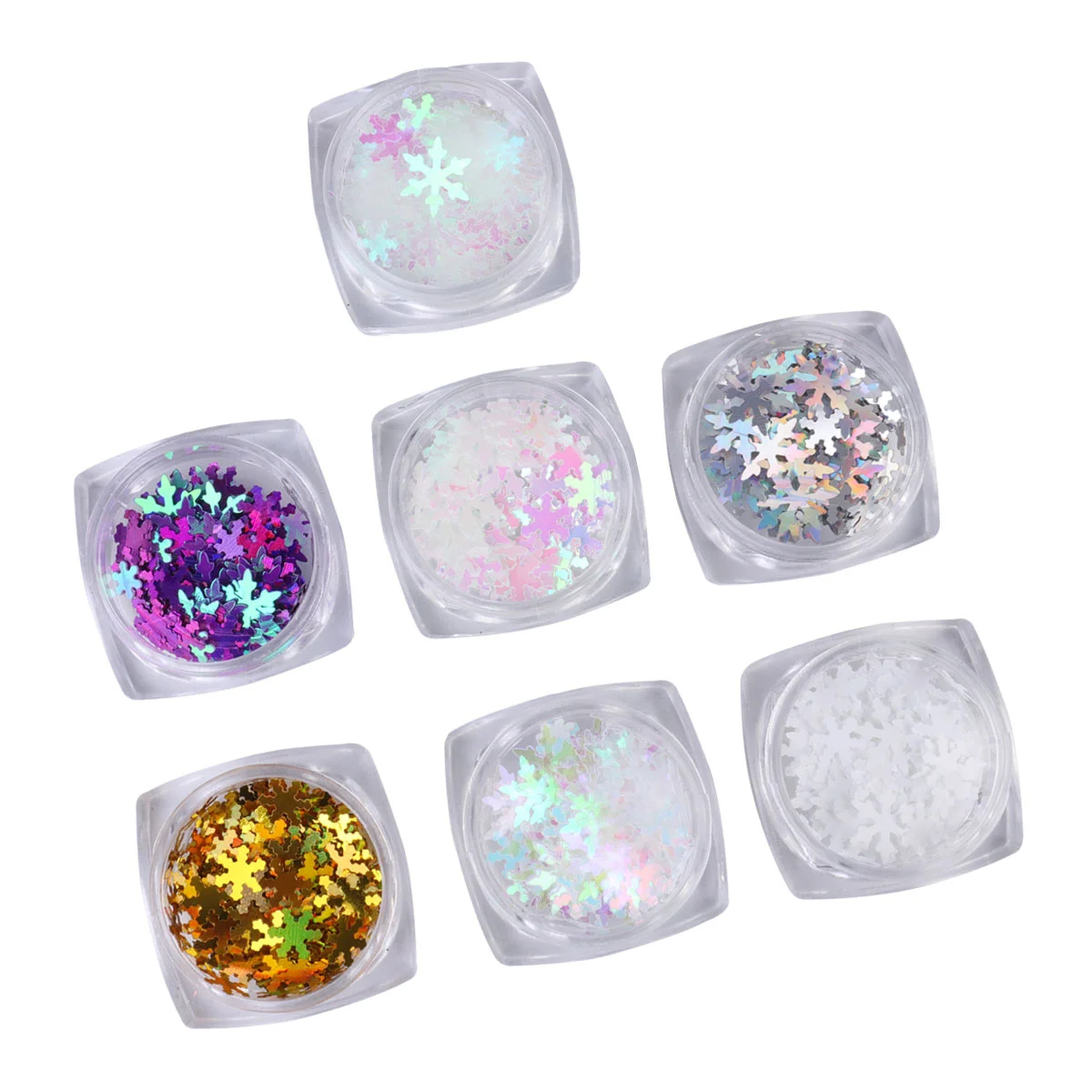 

7Pcs Snowflake Nail Sequin Christmas Nail Stickers, Christmas Nail Decals Snowflakes Glitter Nail Sequins for Nail Decoration