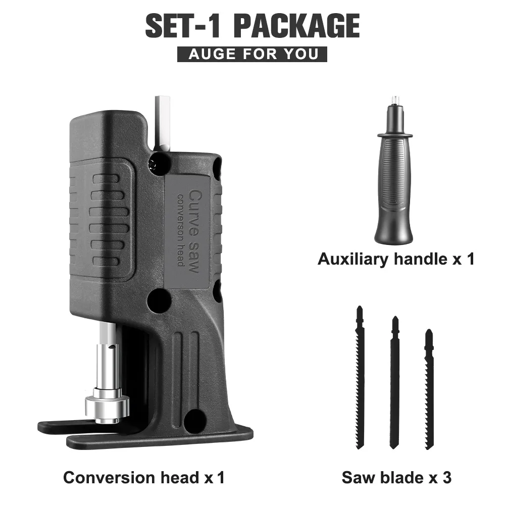 Coversion Head with Handle For Transfer Electric/Hand/Impact/Li-ion Drill to Reciprocating Saw Quick Change Chuck Fast Cutting