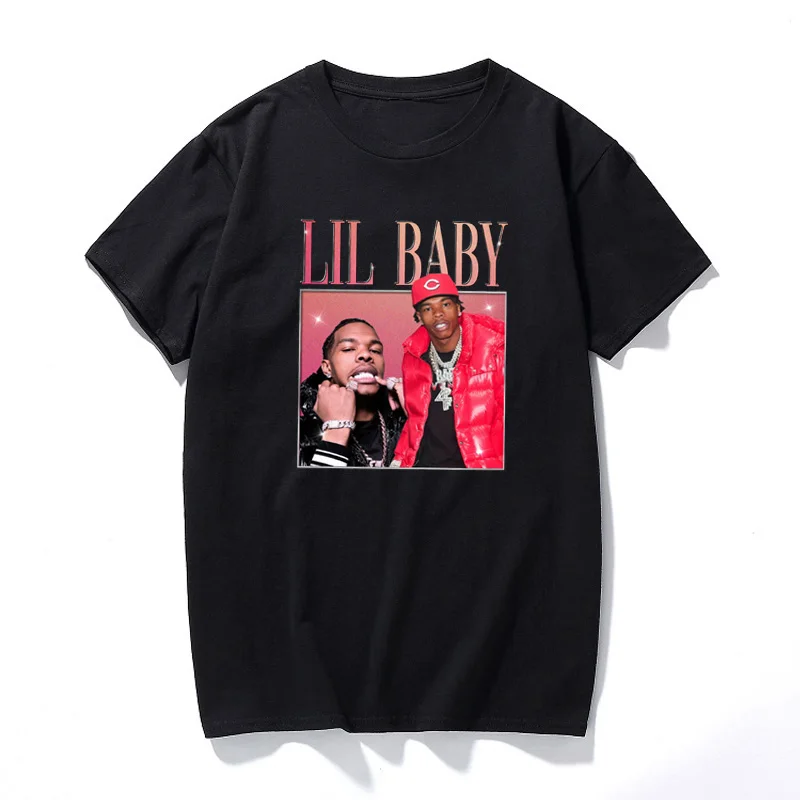 

Summer New Lil Baby T-Shirts Rapper Print Streetwear Men Women Fashion Vintage Overiszed O-Neck T Shirt Cotton Hip Hop Tees Tops