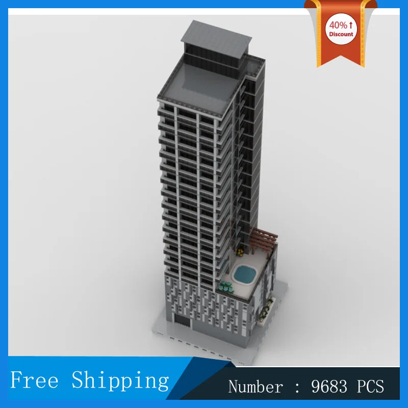 Модель города East 44th Street строительные блоки MOC Architecture 48x48 небоскреб коллекционные