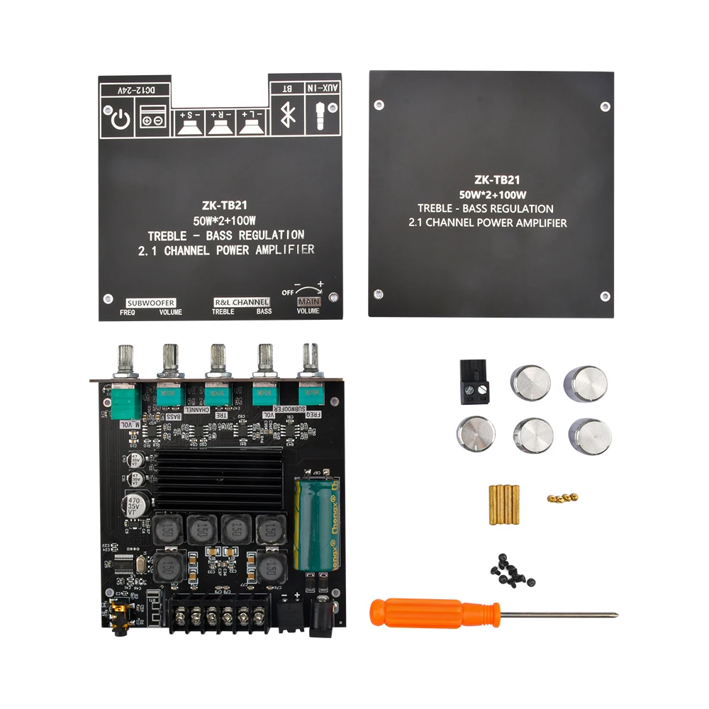 

ZK-TB21 Bluetooth 5,0 панель усилителя мощности сабвуфера 50 Вт x2 + 100 Вт 2,1 каналов Плата усилителя мощности аудио стерео бас