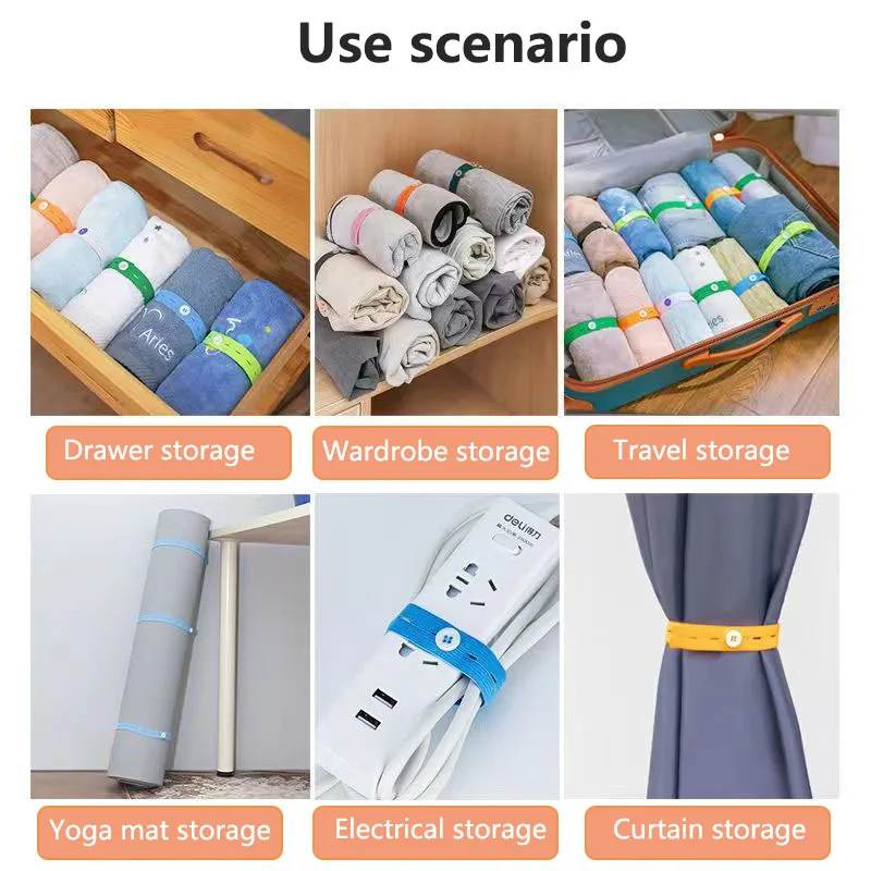 Clothes Organizer Storage Travel Classify Coil Bale Shirt T-Shirt Mat Storage Roll Binding Elastic Bandage Organizers images - 6