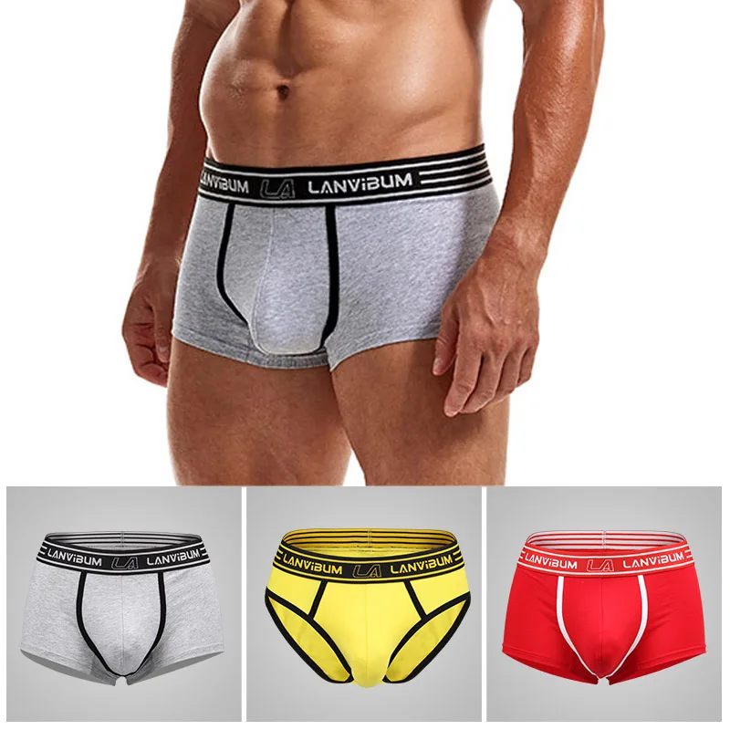 

Брендовые мужские боксеры, нижнее белье, высококачественные мужские трусы-боксеры из натурального хлопка с выпуклым пенисом, однотонные мужские боксеры, трусы
