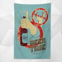 beer time nostalgic retro hanging cloth wall chart vintage beer day poster wallpaper banner flag for beerfest parties decoration