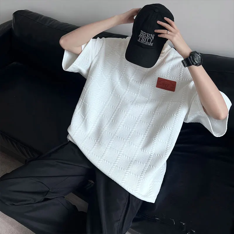 Футболка в клетку с белой текстурой Sense модная брендовая пара Cleanfit ледяной шелк