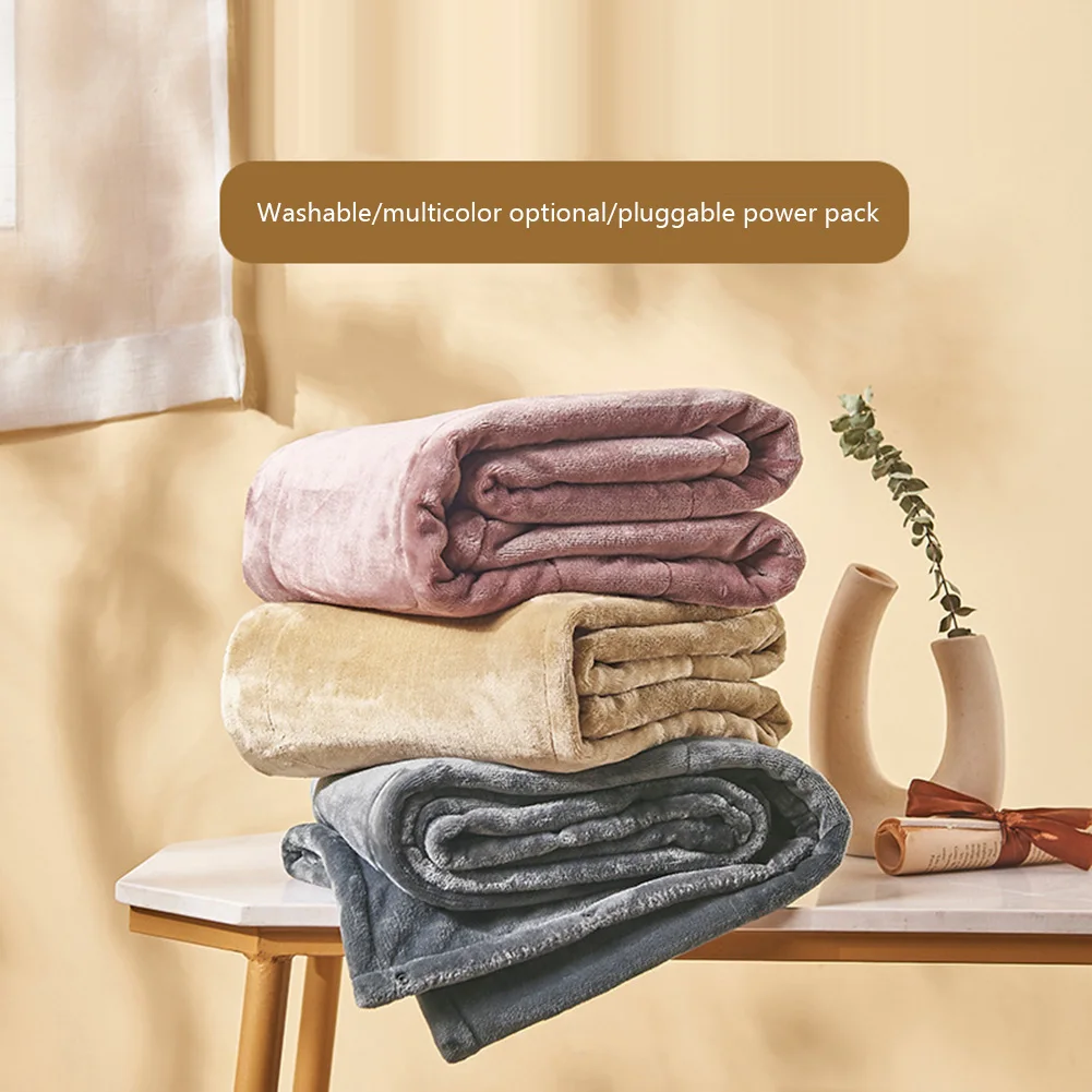 

USB Electric Heating Blanket Thicked Flannel 5V Electric Heating Shawl Soft Skin Friendly Machine Washable Home Warmer Blanket