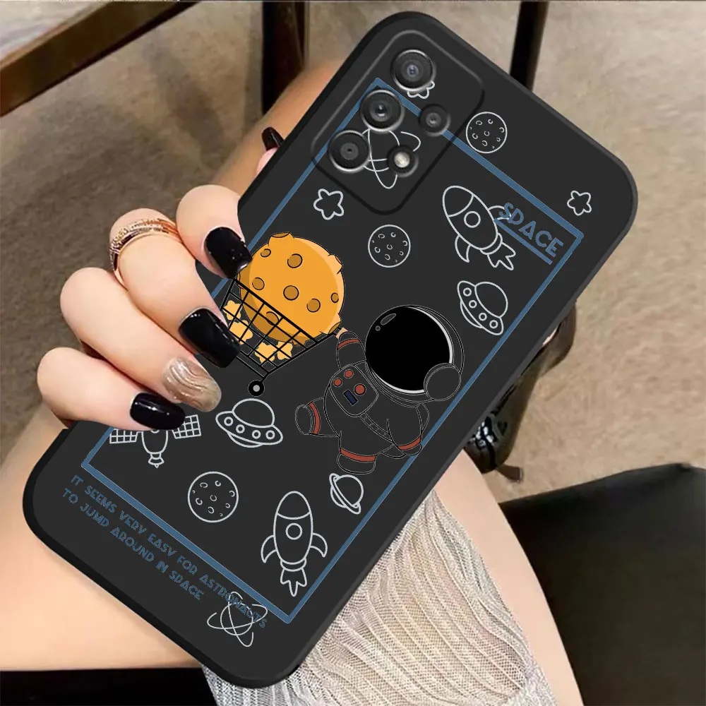Case For Samsung Galaxy A91 A14 A73 A72 A71 A53 A52 A51 A42 A33 A32 A22 A715F A52S A22S 4G 5G Case Happy Cartoon Astronaut Space