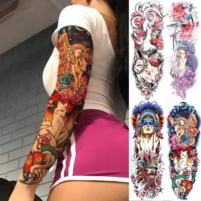 

Эротичные временные тату-наклейки для женщин, водостойкие татуировки для тела, больших ног, бедер, пиона, лотоса, цветов, рыбы, дракона