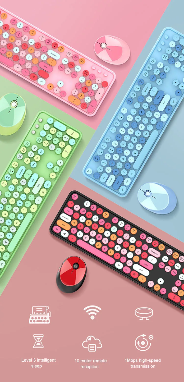 

Wireless Keyboard and Mouse Color Lipstick for Girls 2.4G Keyboard Office Set