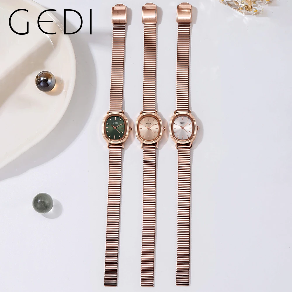 GEDI Fashioin Small Oval Women Bracelet Watches Luxury Waterproof Woman Watch Bamboo Joint Strap Casual Dress Female Clock Gifts