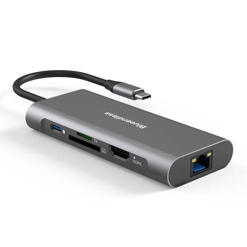 

8 в 1USB C концентратор аксессуар для ноутбука адаптер против док-станции с передачей 4K 30 Гц HDMI-совместимый порт Thunderbolt3