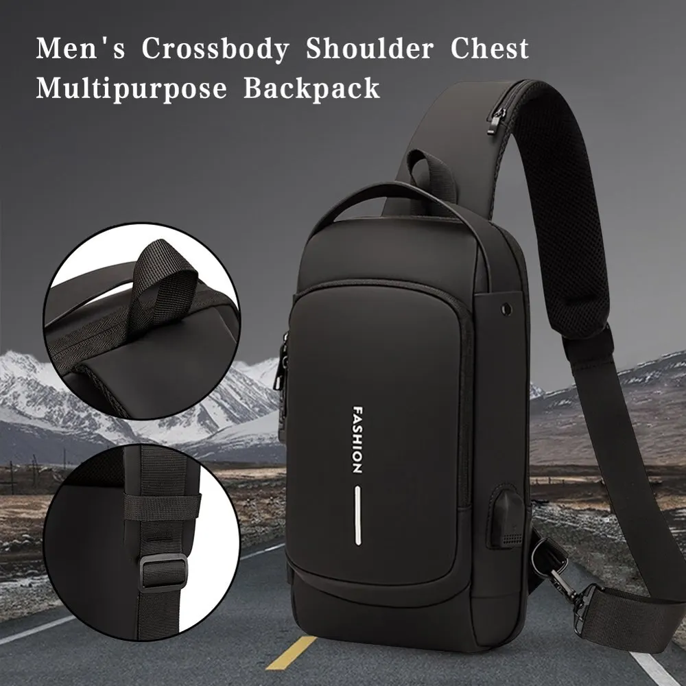 Clearance!  Anti theft Crossbody Sling Bag,Waterproof Chest Daypack with USB Charging, Shoulder Backpack for Men Women