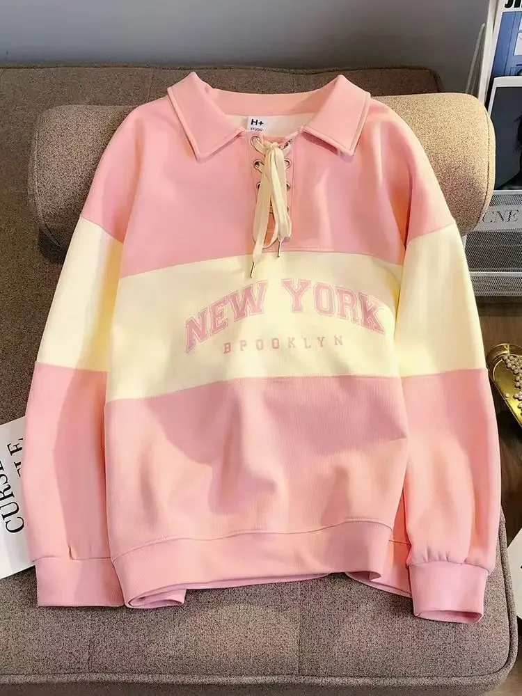 Нью-Йоркская американская винтажная лоскутная рубашка-поло Bangdage уличная женская