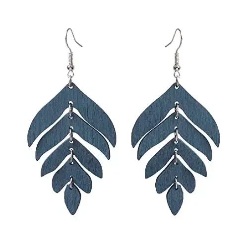 Женские серьги-подвески с листьями деревянные висячие украшения ручной работы в