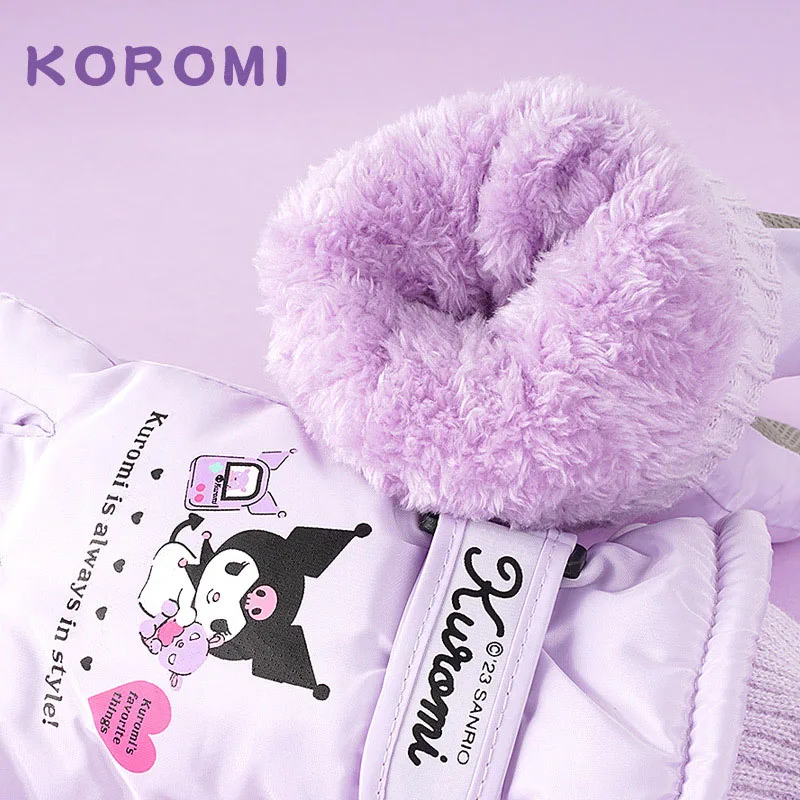Новые детские лыжные перчатки Sanrio Kuromi высококачественные зимние теплые
