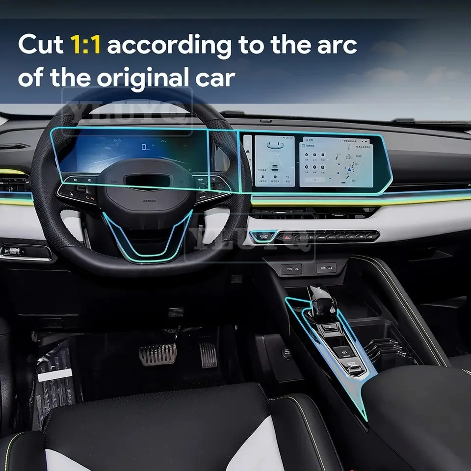 Фото Для Geely COOLRAY 2022 2023 2024 / Geely Binyue Cool: Защитная пленка из ТПУ для центральной консоли и панели переключения передач, аксессуары для интерьера автомобиля, защита от царапин №5