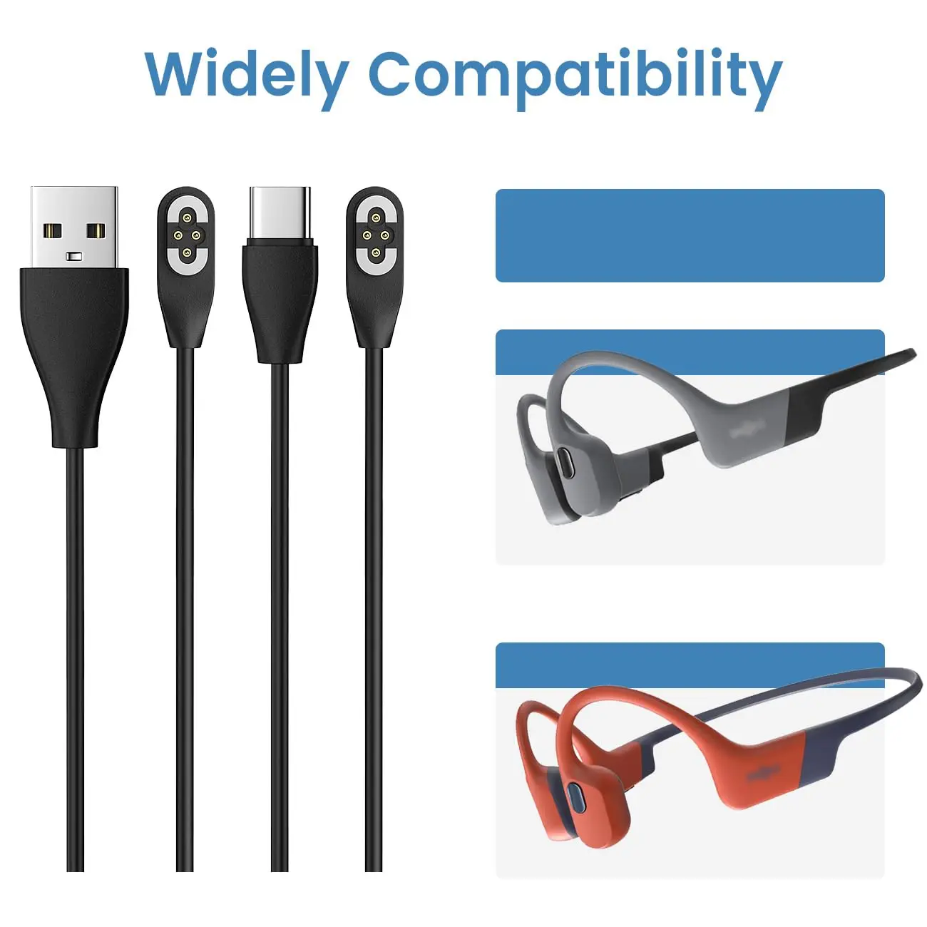 Фото Зарядный кабель для наушников Shokz OpenSwim Pro с костной проводимостью USB/Type-C к магнитным зарядным устройством для гарнитуры Aftershokz S710 №2