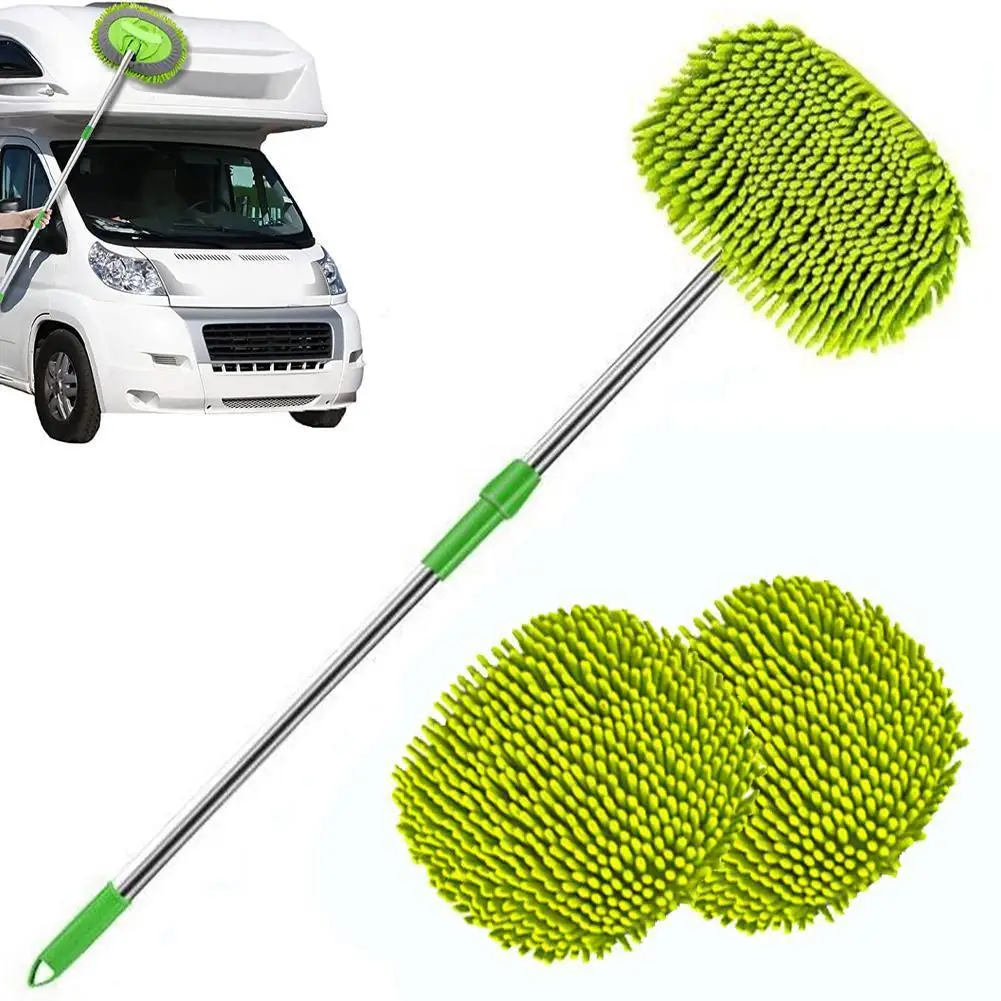 

2 In 1 Car Cleaning Brush Car Wash Brush Telescoping Long Handle Cleaning Mop Broom Auto Accessories Adjustable Super Absorbent