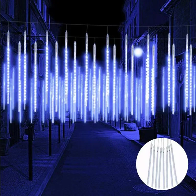 

8 Tubes Solar LED Meteor Shower Festoon Light Street Garlands Outdoor Light Garland New Year 2024 Christmas Decorations for Home