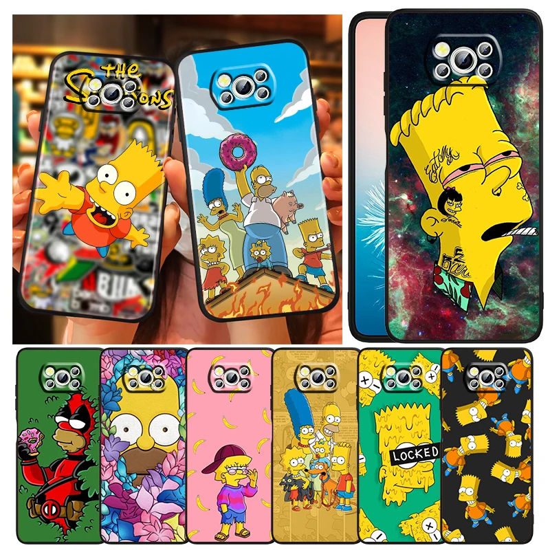 

Boy The Simpson Anime Phone Case For Xiaomi Mi Poco X4 X3 NFC F4 F3 GT M5 M5s M4 M3 Pro C40 C3 5G Funda Black Soft Cover
