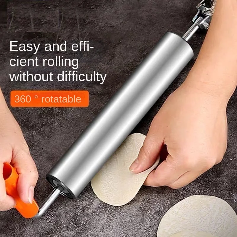 

Rolling pin 304 stainless steel instant noodle-making stick household large roller rolling pin rolling dumpling skin artifact