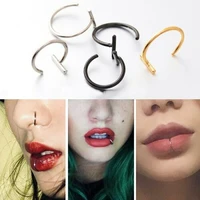 boho mouth piercing titanium steel fake septum c clip ring nose piercing nose ring women body jewelry hoop non pierced septum