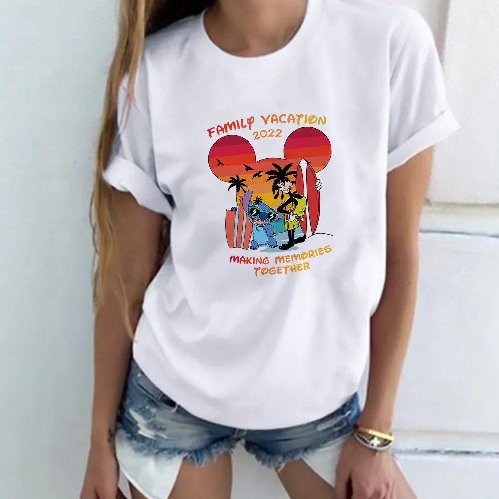 

Disneyland Family Vacation 2022 Women T-shirt Summer Making Memories Together Aesthetic Fashion Clothes Kawaii Stitch Tops Shirt