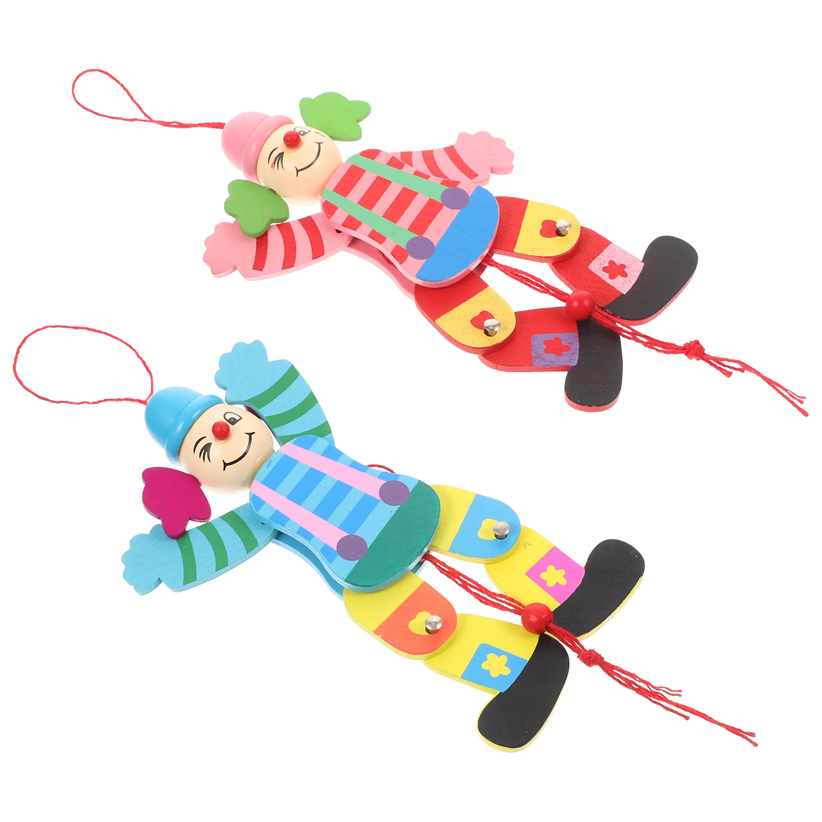 

2 Pcs Wood Toys Pull Line Clown Hand Puppets Adults Kids Marionette Baby Show Prop Wooden Marionettes Child Ventriloquist